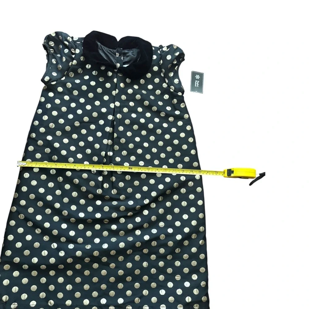Gymboree Girls Black Gold Polka Dot Holiday‎ Dress Velvet Collar Size 12